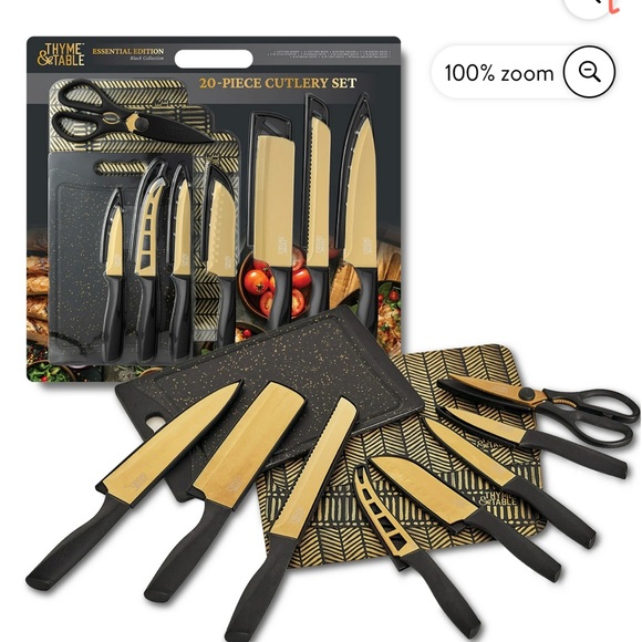 20pc Cutlery Set with Cutting Board and 3 Mats - Picture 1 of 3
